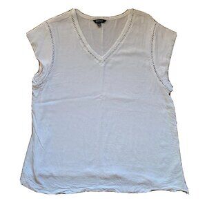 Buffalo David Bitton Top Womens Size XXL Solid All White Short Sleeve Shirt